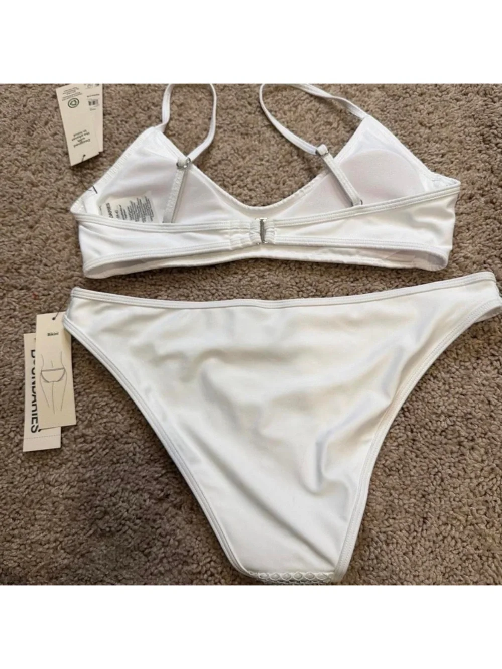 No Boundaries White Mesh-Detail Bikini Set